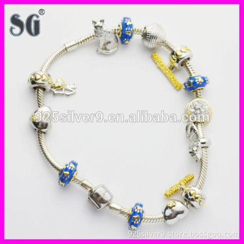 JuzhiJewelry Manufacturer Wholesale Animal Cat 925 Sterling Silver Manufacturer Charm Bracelets
